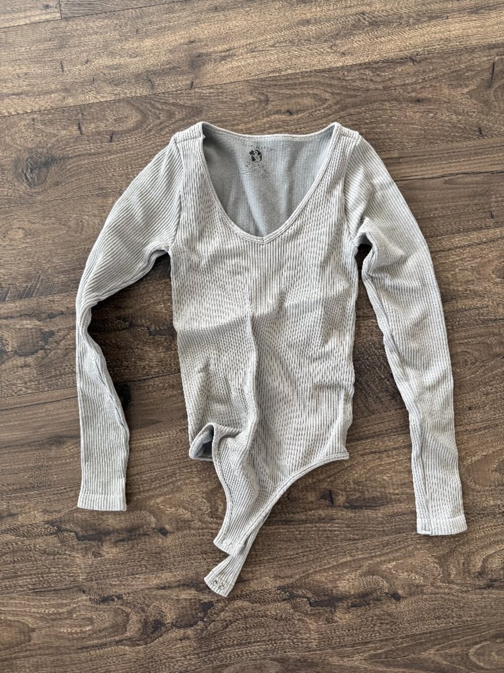 Free People Intimately Pale Gray Ribbed Bodysuit Size XS/S